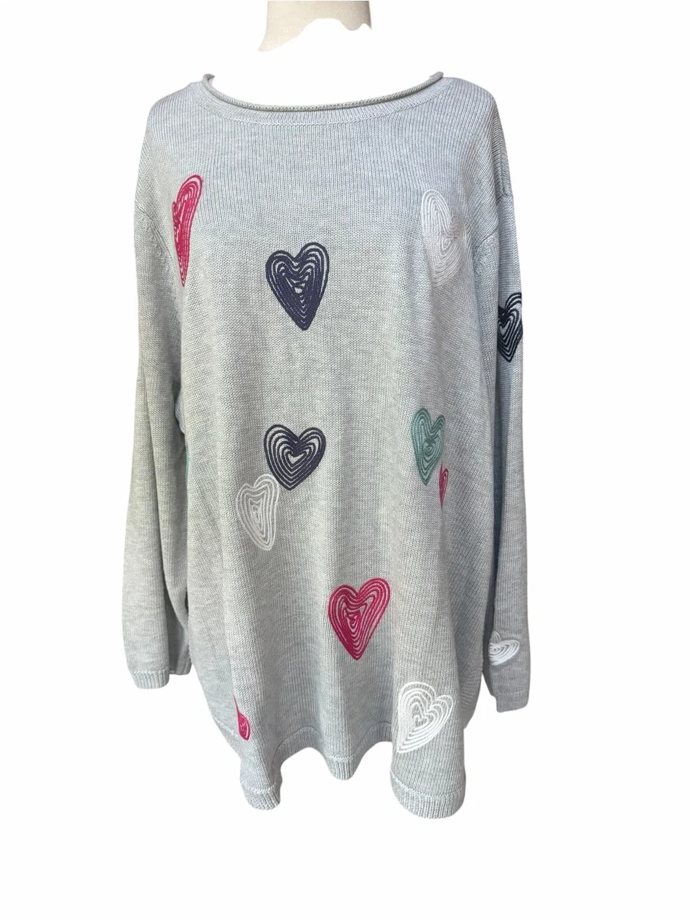 NWOT Coldwater Creek 60% Cotton Embroidered Soutache Heart Knit Pullover Sweater
